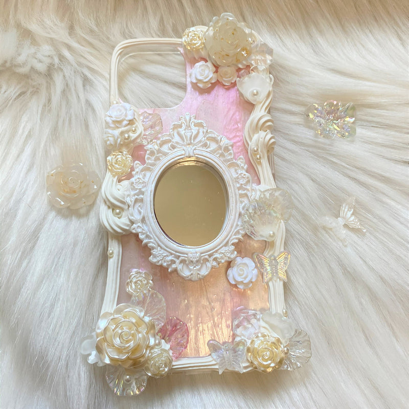 Decoden Phone Case, Custom Phone Case with Mirror, Baroque Aesthetic 3D Phone Case, Cute Phone Case for iPhone 12/13/14/15 Pro Max, Galaxy