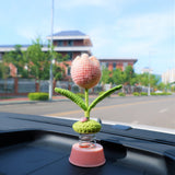 Crochet Tulip Car Dashboard Decor, Gradient Tulip Bobblehead Car Accessories, Cute Car Interior Accessories for Women, Car Air Freshener