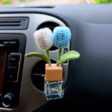 Crochet Tulips Car Diffuser, Car Plant Vent Clip, Car Air Freshener, Flower Car Diffuser Bottle, Boho Car Interior Accessory for Women