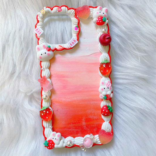 Custom Decoden Phone Case Bunny & Strawberry