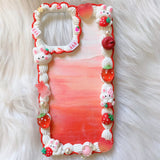 Decoden Phone Case, Strawberry/Bunny Phone Case, Kawaii 3D Phone Case, Anime Phone Case for iPhone 12/13/14/15 Pro Max, OnePlus, Galaxy