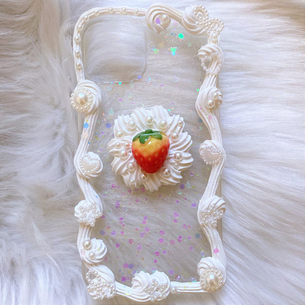 Decoden Phone Case, Cute Strawberry Phone Case, Bling 3D iPhone Case, Baroque Phone Case for iPhone 11/12/13/14 Pro Max, OnePlus, Galaxy