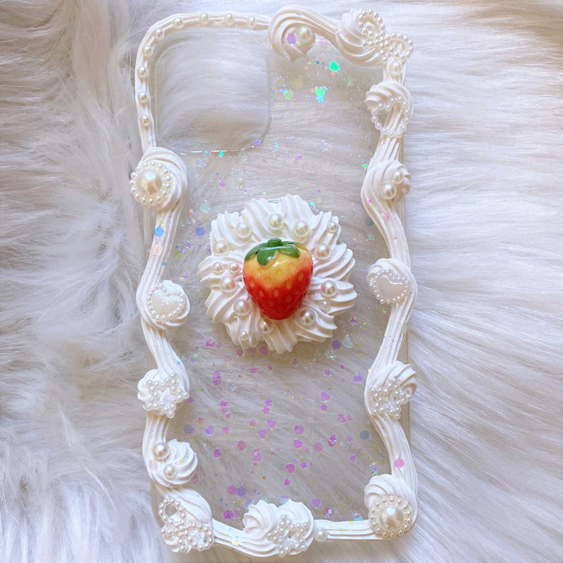 Decoden Phone Case, Cute Strawberry Phone Case, Bling 3D iPhone Case, Baroque Phone Case for iPhone 11/12/13/14 Pro Max, OnePlus, Galaxy