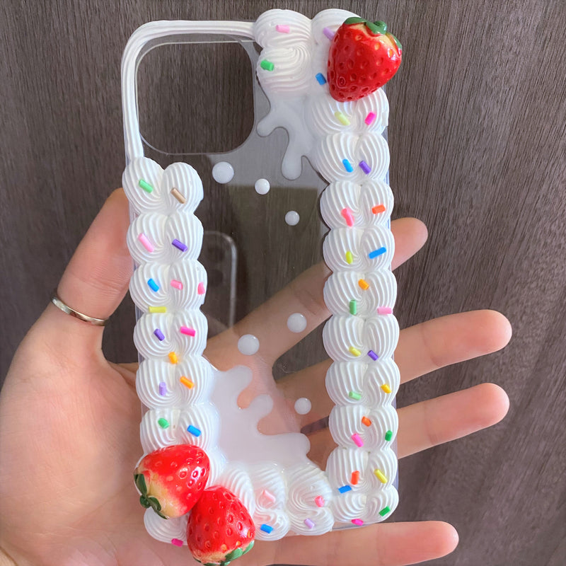 Decoden Phone Case, Strawberry/Sprinkles Phone Case, 3D iPhone Case, Custom Phone Case for iPhone 13/14/15 Pro Max, Galaxy, Christmas Gift