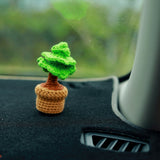 Crochet Plant Car Accessories, Mini Pine Tree Car Dashboard Decor, Boho Interior Car Accessory for Women, Office Desk Decor, Christmas Gift