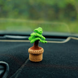 Crochet Plant Car Accessories, Mini Pine Tree Car Dashboard Decor, Boho Interior Car Accessory for Women, Office Desk Decor, Christmas Gift