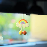 Crochet Rainbow Car Hanging Accessories, Cute Car Rear View Mirror Accessory, Boho Car Accessories Interior for Women, Graduation Gift