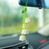 Car Mirror Hanging Accessories, Crochet Lily of the Valley Car Rear Mirror Accessory, Boho Car Decor Interior, Crochet Car Hanging Decor