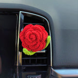 Crochet Roses Car Vent Clips Air Freshener, Cute Rainbow Flower Car Air Vent Clip, Boho Interior Car Accessories for Women, Gift for Her