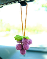 Grape Car Mirror Hanging Accessories, Crochet Purple Grapes Car Rear View Mirror Accessory, Car Mirror Charm Hanging Decor, Gifts for Her