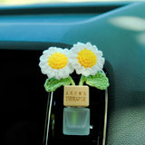 Crochet Daisy Car Diffuser, Car Plant Vent Clip, Car Air Freshener, Flower Car Diffuser Bottle, Boho Car Interior Accessory for Women