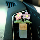 Crochet Forget Me Not Car Diffuser Bottle, Car Plant Vent Clip, Flower Car Vent Clip, Car Air Freshner, Cute Car Accessory for Women