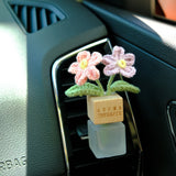 Crochet Forget Me Not Car Diffuser Bottle, Car Plant Vent Clip, Flower Car Vent Clip, Car Air Freshner, Cute Car Accessory for Women