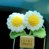 Crochet Daisy Car Diffuser, Car Plant Vent Clip, Car Air Freshener, Flower Car Diffuser Bottle, Boho Car Interior Accessory for Women