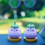 Crochet Eggplant Doll Car Dashboard Decor, Smiley Chunky Eggplant Car Accessory, Cute Car Accessories Interior, Anime Car Accessories