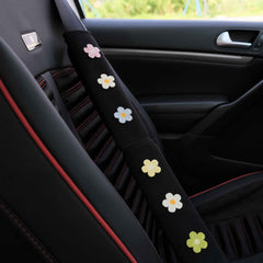 Ice Silk Steering Wheel Cover, Rainbow Daisy Embroidery Patch Steering Wheel Cover, Car Interior Accessory, Boho Steering Wheel Cover