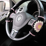 Adjustable Steering Wheel Cover, Crochet Daisy Steering Wheel Cover, Cute Car Interior Accessory for Women, Boho Steering Wheel Cover