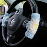 Adjustable Steering Wheel Cover, Crochet Daisy Steering Wheel Cover, Cute Car Interior Accessory for Women, Boho Steering Wheel Cover