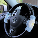 Adjustable Steering Wheel Cover, Crochet Daisy Steering Wheel Cover, Cute Car Interior Accessory for Women, Boho Steering Wheel Cover