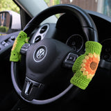 Adjustable Steering Wheel Cover, Crochet Sunflower Steering Wheel Cover, Cute Car Interior Accessory for Women, Boho Steering Wheel Cover