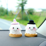 Crochet Ghost Dolls Car Dashboard Decor, Cute Smiley Ghost Car Dashboard Accessory, Anime Interior Car Accessory for Teens, Halloween Gift