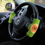 Adjustable Steering Wheel Cover, Crochet Sunflower Steering Wheel Cover, Cute Car Interior Accessory for Women, Boho Steering Wheel Cover