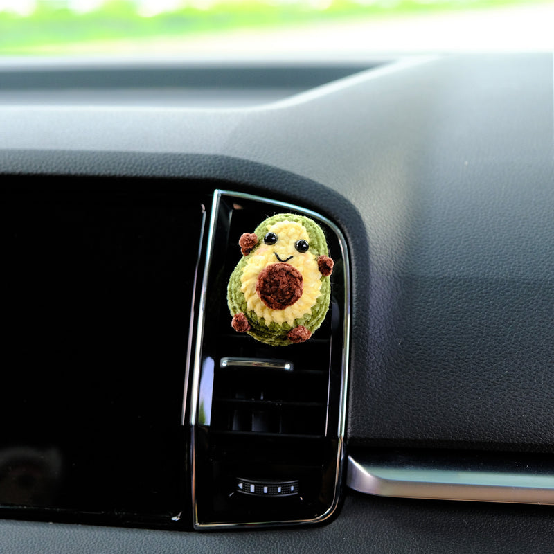 Crochet Avocado Car Vent Clip, Kawaii Smiley Avocado Car Air Freshener, Anime Interior Car Accessories, Cute Car Accessories Interior