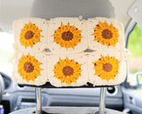 Crochet Sunflower Car Tissue Box, Cute Sunflower Car Tissue Box Holder, Flower Car Tissue Cover, Boho Interior Car Accessories for Women