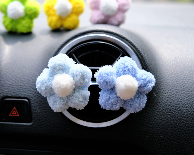 Crochet Flowers Car Vent Clip, Rainbow Daisy Car Air Freshener, Boho Car Accessory for Women, Cute Car Accessories Interior, Kwaii Car Decor