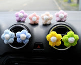 Crochet Flowers Car Vent Clip, Rainbow Daisy Car Air Freshener, Boho Car Accessory for Women, Cute Car Accessories Interior, Kwaii Car Decor