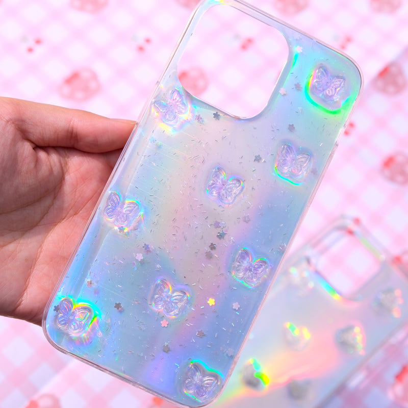 Bling Butterfly 3D Phone Case, Resin Phone Case, Glitter iPhone Case, Cute Phone Case for iPhone 12/13/14/15 Pro Max, OnePlus, Galaxy