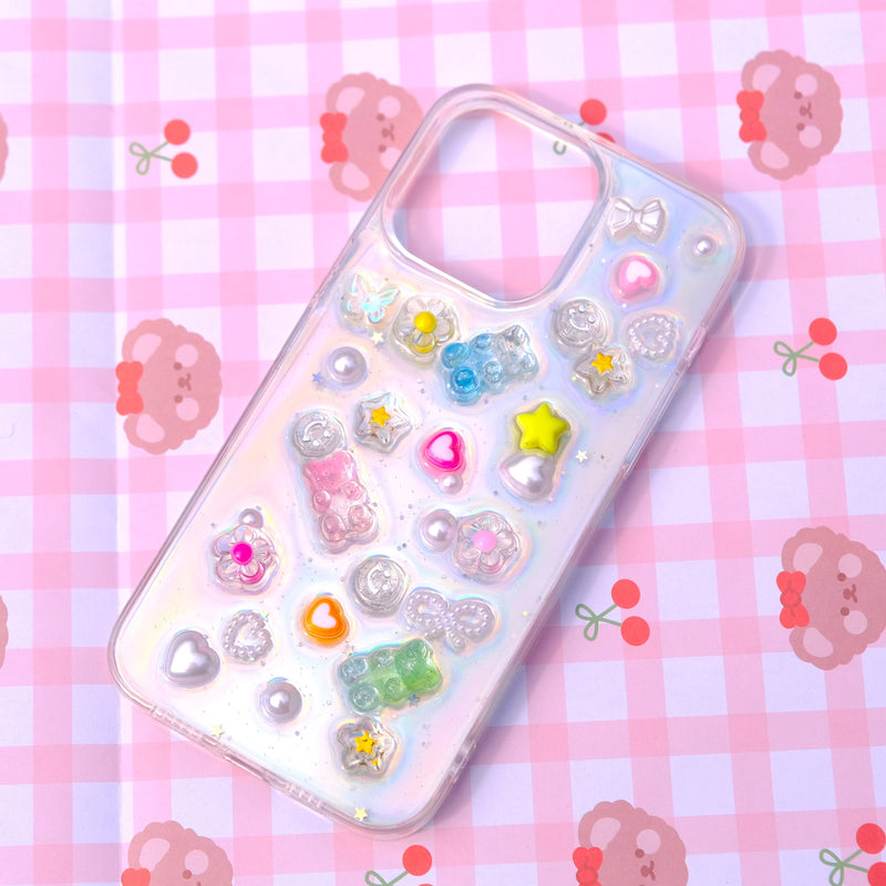 Bling Gummy Bear/Daisy 3D Phone Case, Resin Phone Case, Glitter iPhone Case, Cute Phone Case for iPhone 12/13/14/15 Pro Max, OnePlus, Galaxy