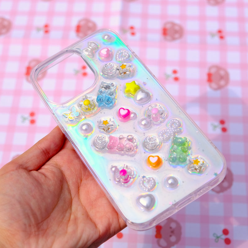 Bling Gummy Bear/Daisy 3D Phone Case, Resin Phone Case, Glitter iPhone Case, Cute Phone Case for iPhone 12/13/14/15 Pro Max, OnePlus, Galaxy