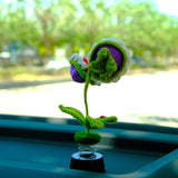 Crochet Cannibal Flower Car Accessory, Cute Bobblehead Plant Car Dashboard Decor, Anime Car Accessories Interior, Car Air Freshener