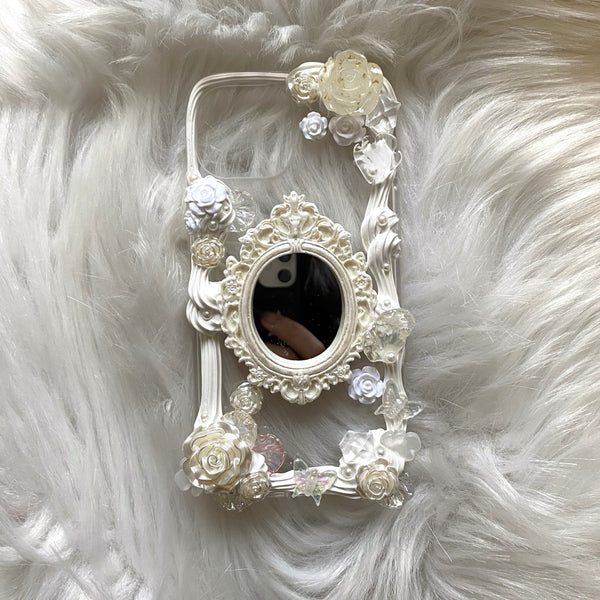 Decoden Phone Case, Custom Phone Case with Mirror, Baroque Aesthetic 3D Phone Case, Cute Phone Case for iPhone 12/13/14/15 Pro Max, Galaxy