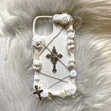 Decoden Phone Case, Black Baroque Phone Case, Cross/Rose/Chain 3D iPhone Case, Custom Phone Case for iPhone 11/12/13/14/15 Pro Max, Samsung