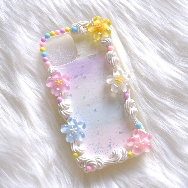 Decoden Phone Case, Cherry Blossom Phone Case, Rainbow Flower Phone Case, Boho Phone Case for iPhone 13/14/15 Pro Max, Galaxy, Custom Gift