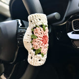 Crochet Sakura Steering Wheel Cover, Adjustable Steering Wheel Cover, Cute Car Interior Accessory for Women, Boho Steering Wheel Cover