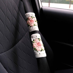Crochet Sakura Steering Wheel Cover, Adjustable Steering Wheel Cover, Cute Car Interior Accessory for Women, Boho Steering Wheel Cover