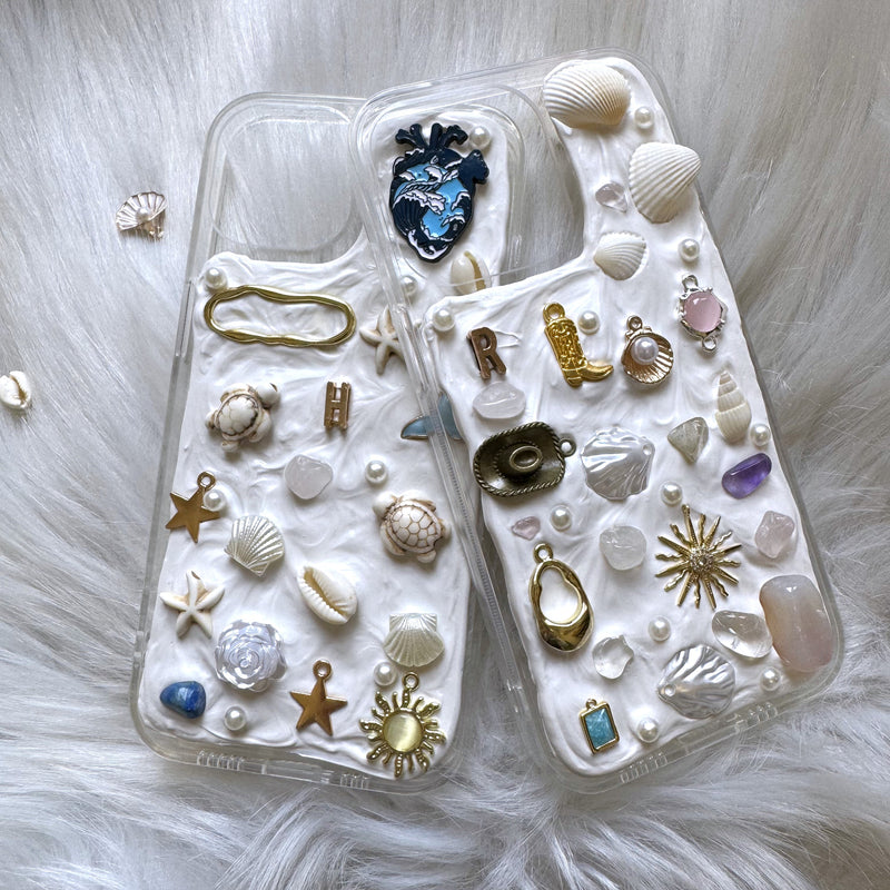 Decoden Phone Case, Mosaic Phone Case, Sea/Turtle/Shell/Crystal 3D iPhone Case, Custom Name Case for iPhone 11/12/13/14/15 Pro Max, Galaxy