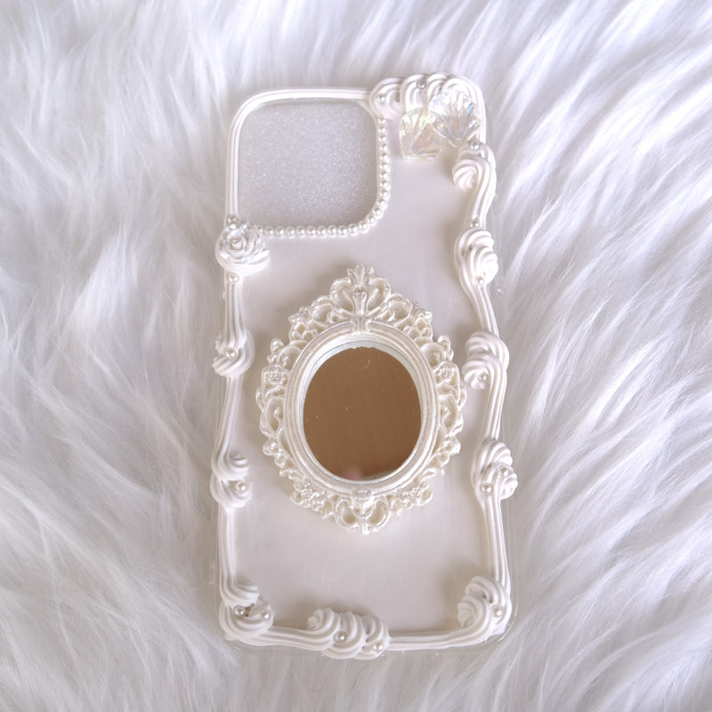 Decoden Phone Case, Ribbon Bow Phone Case with Mirror, Baroque Aesthetic Phone Case, Elegant Phone Case for iPhone 13/14/15 Pro Max, Galaxy