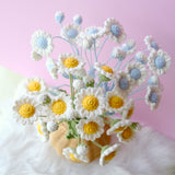 Crochet Daisy Bouquet, Baby Blue Daisy Bunch, Crochet Floral Arrangement, Knitted Everlasting Flower, Office Desk Decor, Thanksgiving Gift