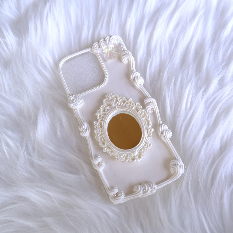 Decoden Phone Case, Ribbon Bow Phone Case with Mirror, Baroque Aesthetic Phone Case, Elegant Phone Case for iPhone 13/14/15 Pro Max, Galaxy