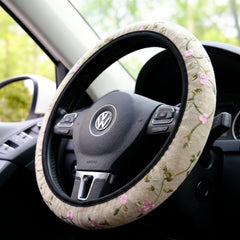 Floral Vine Embroidery Steering Wheel Cover