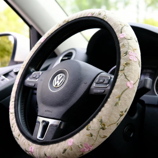 Floral Vine Embroidery Steering Wheel Cover