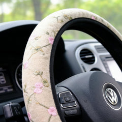 Floral Vine Embroidery Steering Wheel Cover