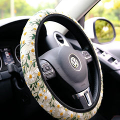 Hippie Flower Embroidery Steering Wheel Cover