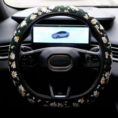 Hippie Flower Embroidery Steering Wheel Cover