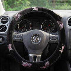 Velvet Butterfly Embroidery Steering Wheel Cover