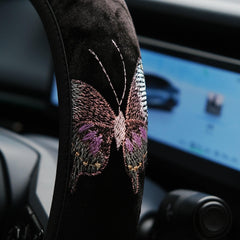 Velvet Butterfly Embroidery Steering Wheel Cover